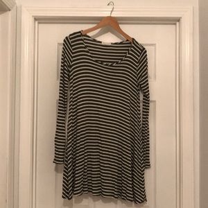 Green striped shift dress